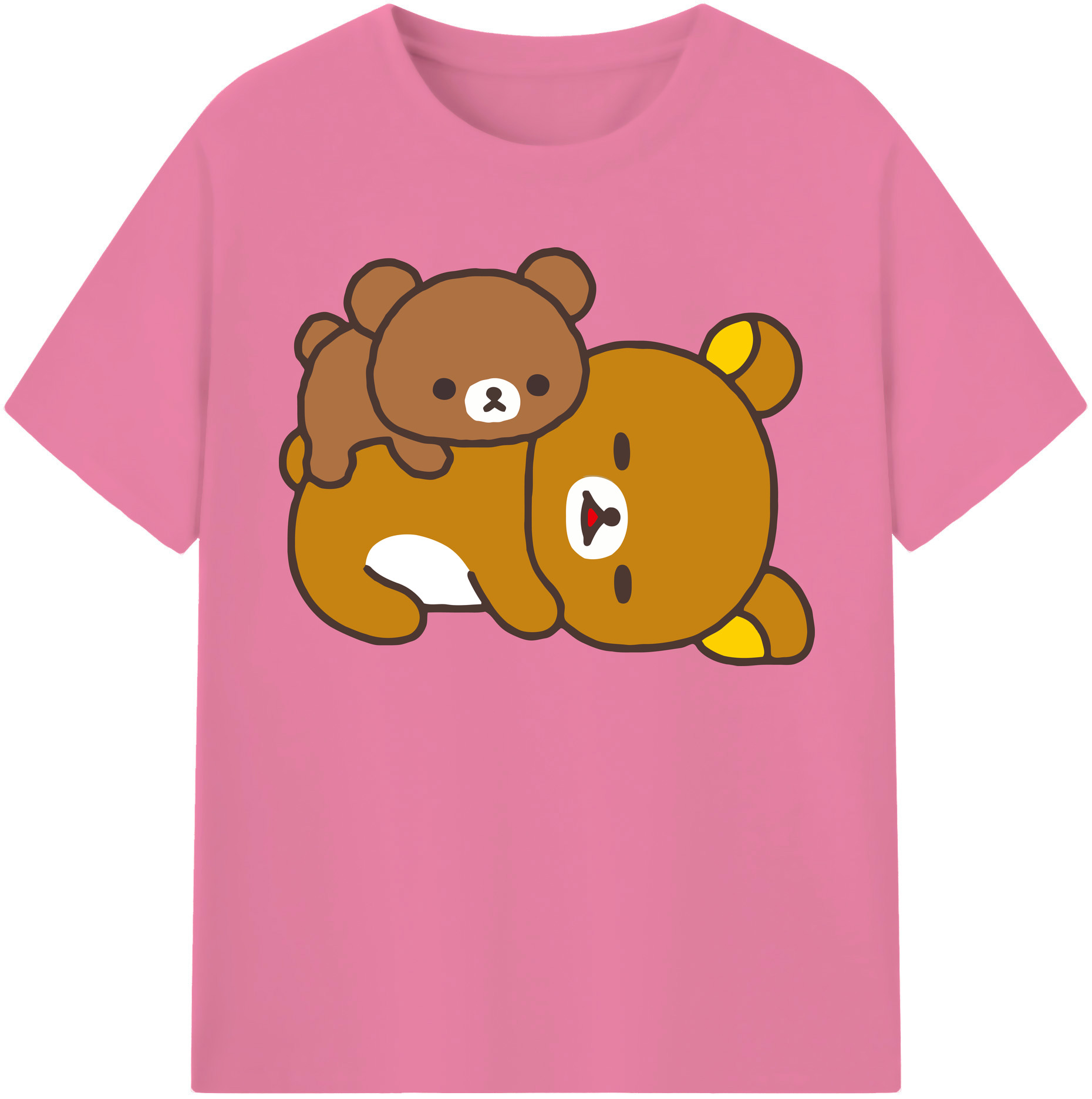 （画像用） リラックマ リラックマ キイロイトリ Rilakkuma Korilakkuma Kiiroitori 綿100％半袖Tシャツ（フロントプリント）